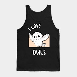 Majestic White Owl Flight - I love Owls Tank Top